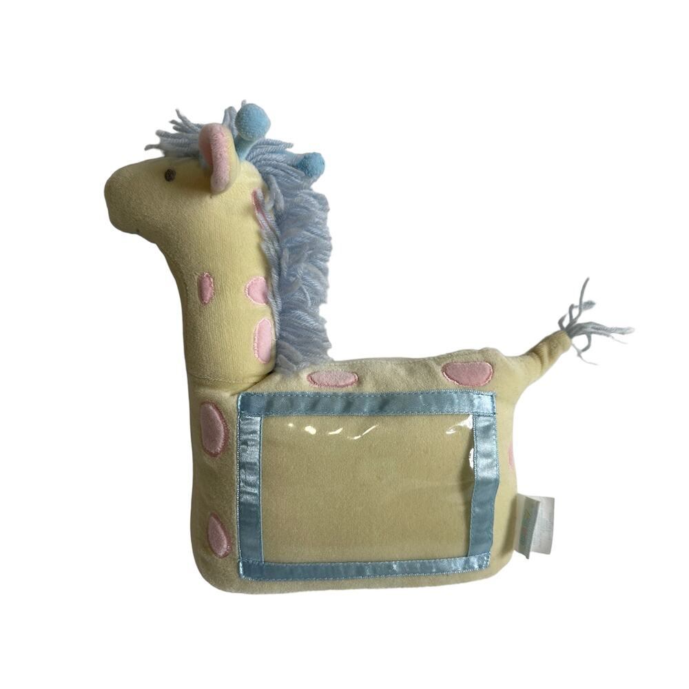Baby Connection Vtg Yellow Girrafe Plush Stuffed Animal Photo Holder Toy Rattle